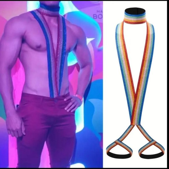 NEW Mens Glitter Rainbow One-piece Harness - Picture 1 of 7